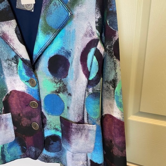 Simply Art by Dolcezza sz S blazer jacket mid-length multicolour blues - Picture 13 of 16